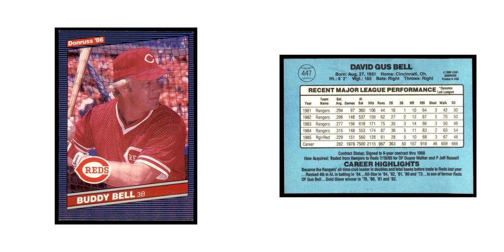 1986 Donruss Buddy Bell Reds #447