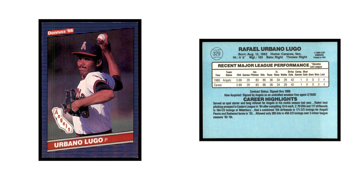 1986 Donruss Urbano Lugo RC Angels #329