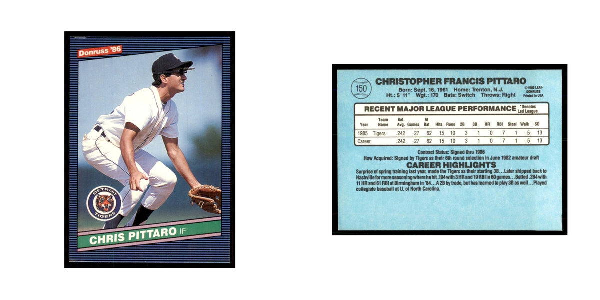 1986 Donruss Chris Pittaro RC Tigers #150