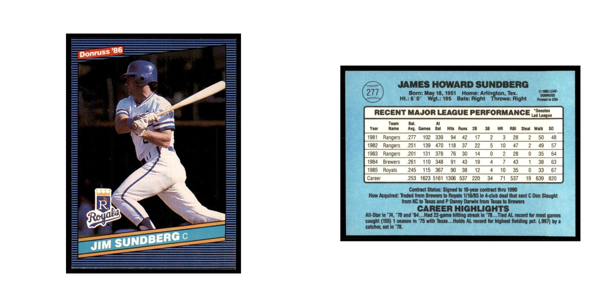 1986 Donruss Jim Sundberg Royals #277