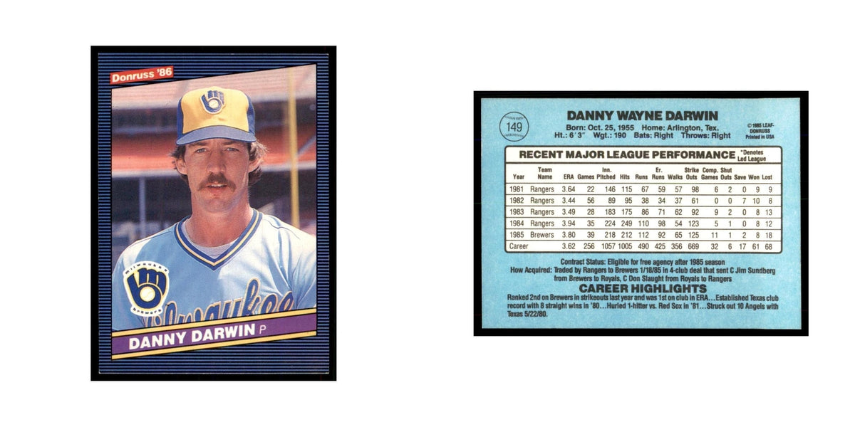 1986 Donruss Danny Darwin Brewers #149