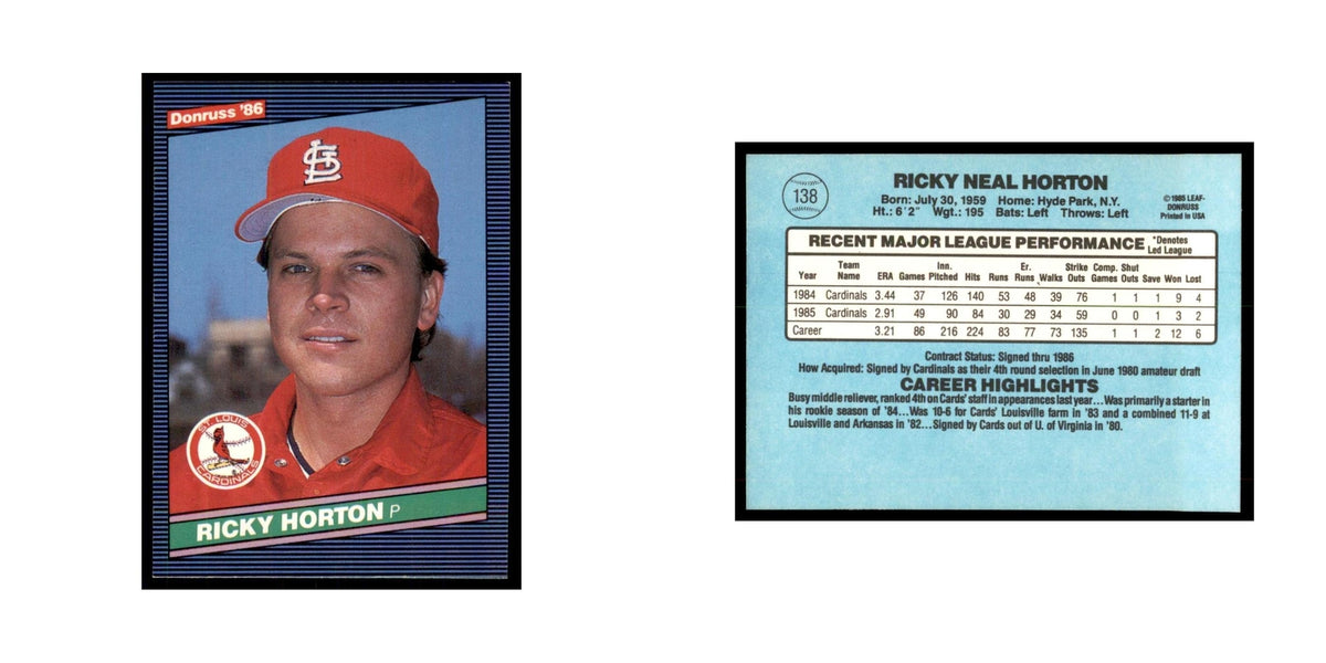 1986 Donruss Ricky Horton Cardinals #138