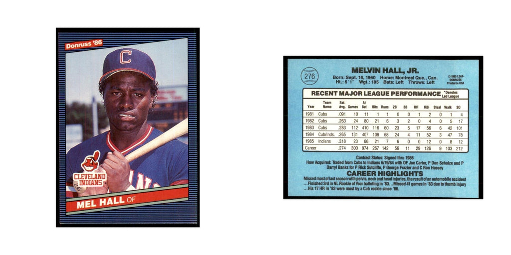 1986 Donruss Mel Hall Indians #276