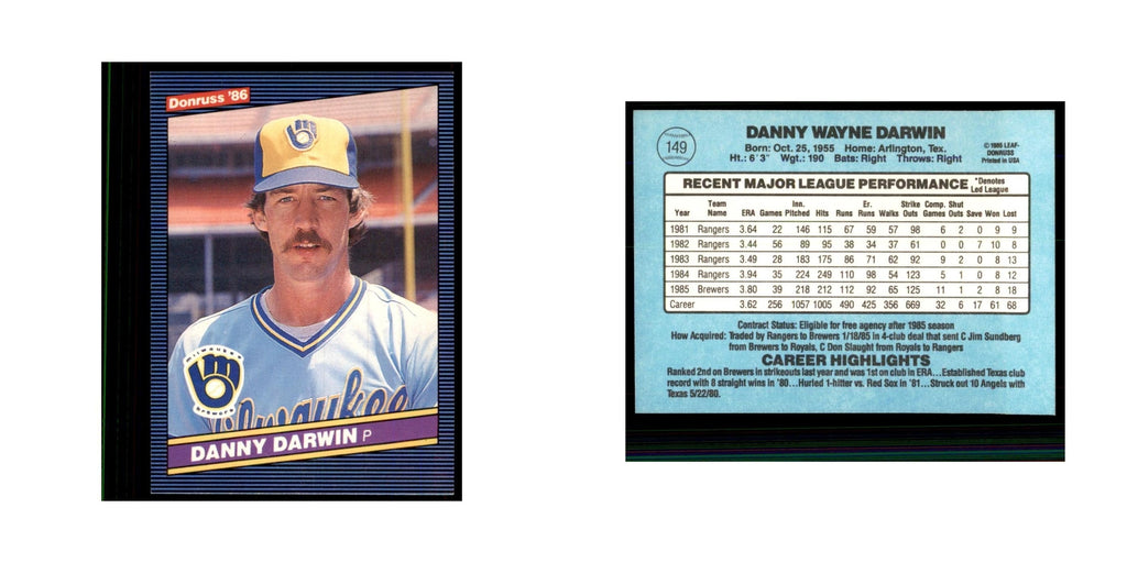 1986 Donruss Danny Darwin Brewers #149