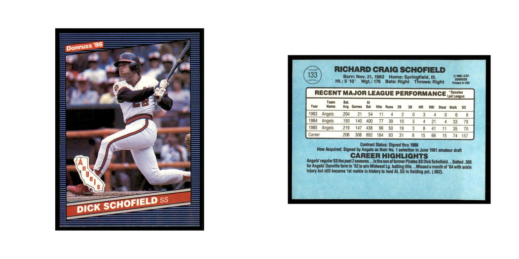1986 Donruss Dick Schofield Angels #133