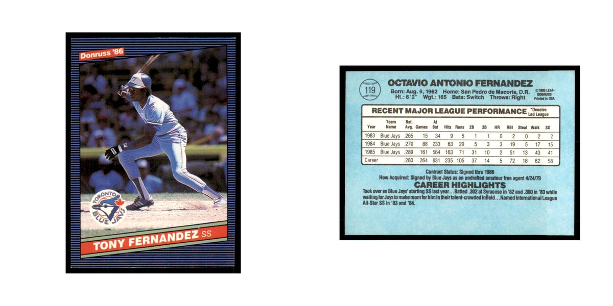 1986 Donruss Tony Fernandez Blue Jays #119