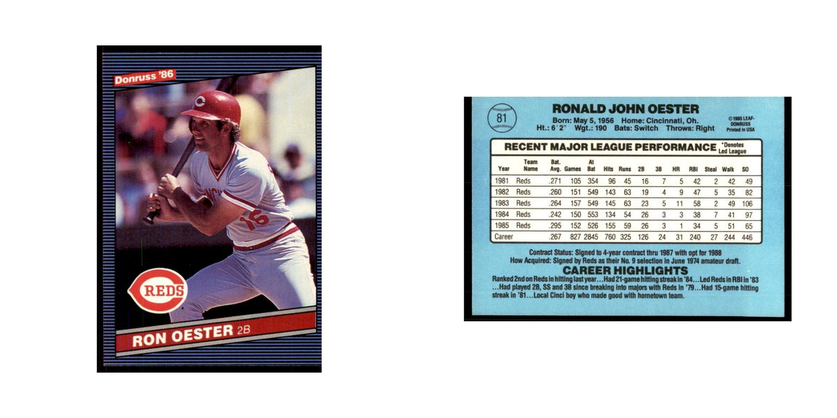 1986 Donruss Ron Oester Reds #81