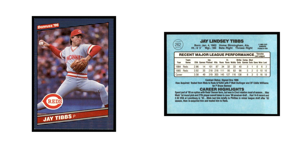 1986 Donruss Jay Tibbs RC Reds #262