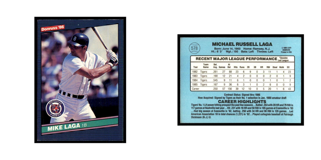 1986 Donruss Mike Laga Tigers #578