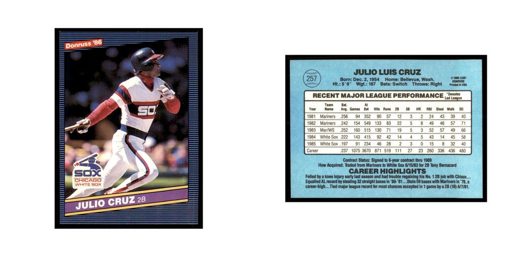 1986 Donruss Julio Cruz White Sox #257