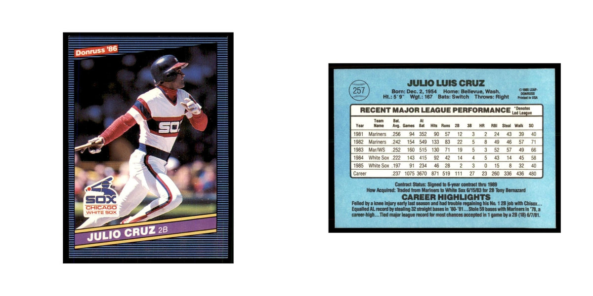1986 Donruss Julio Cruz White Sox #257