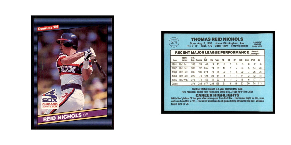 1986 Donruss Reid Nichols White Sox #574