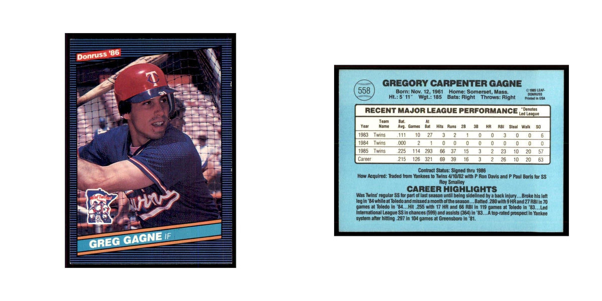 1986 Donruss Greg Gagne Twins #558