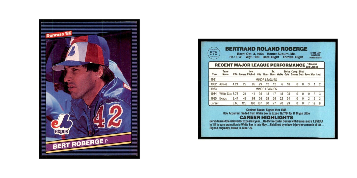 1986 Donruss Bert Roberge Montreal Expos #575