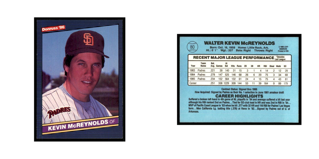 1986 Donruss Kevin McReynolds Padres #80