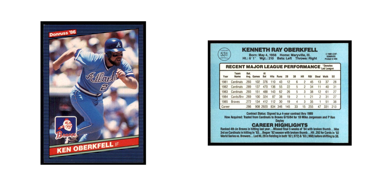 1986 Donruss Ken Oberkfell Braves #531