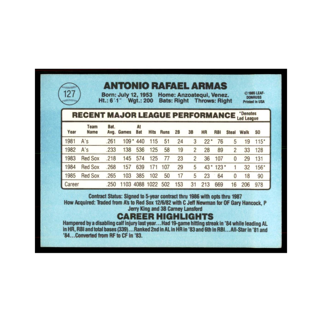 1986 Donruss Tony Armas Red Sox #127