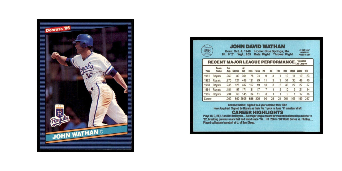 1986 Donruss John Wathan Royals #496