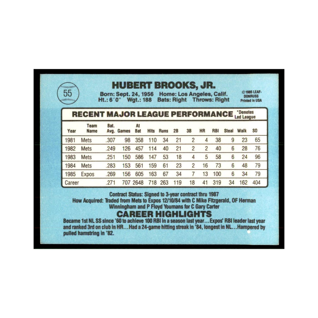 1986 Donruss Hubie Brooks Montreal Expos #55