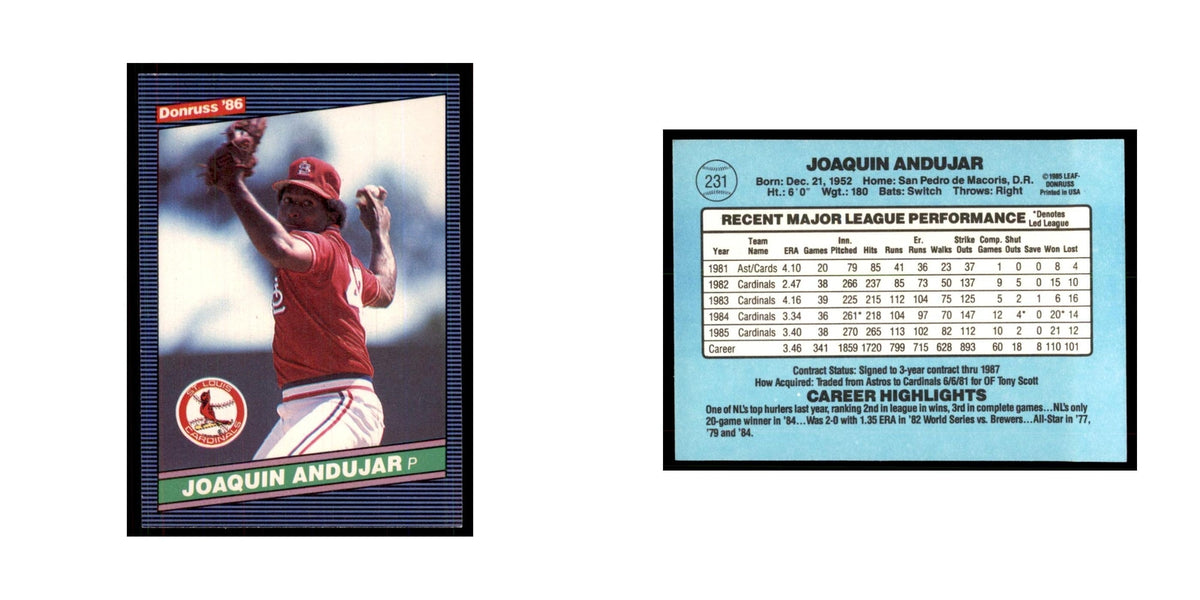 1986 Donruss Joaquin Andujar Cardinals #231