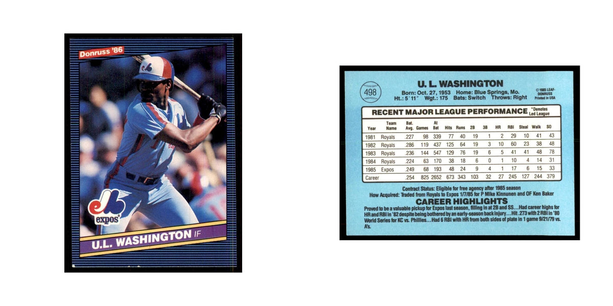 1986 Donruss U.L. Washington Montreal Expos #498