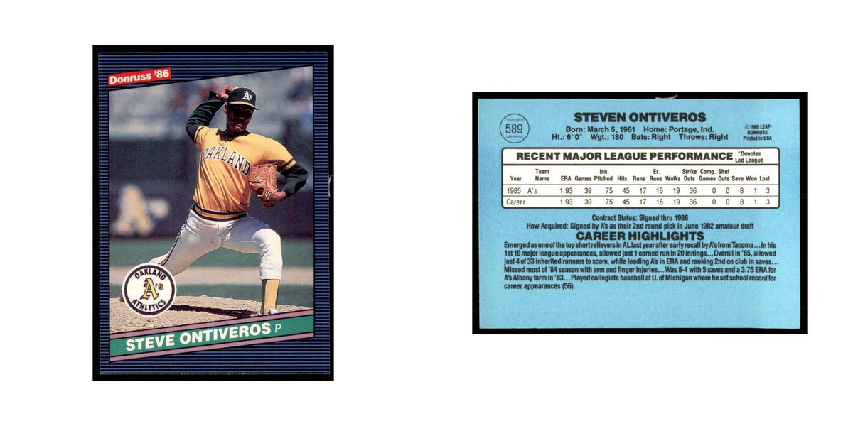 1986 Donruss Steve Ontiveros RC Athletics #589
