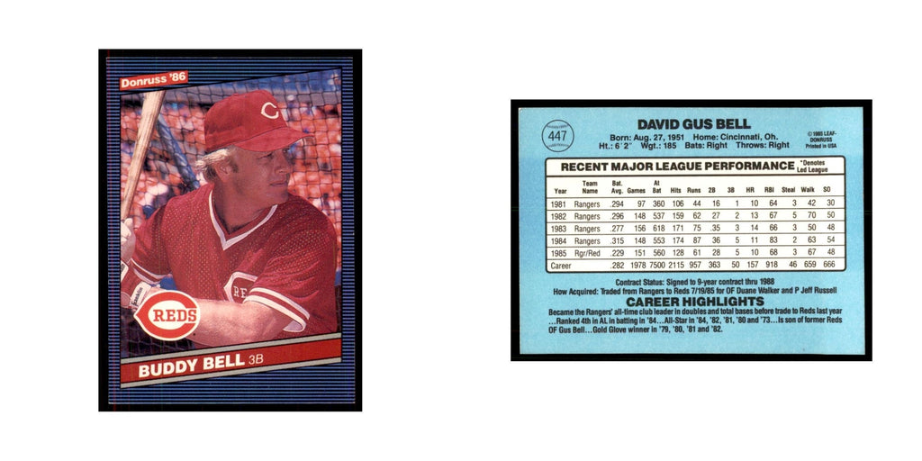 1986 Donruss Buddy Bell Reds #447