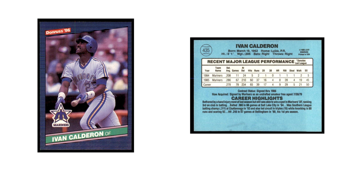 1986 Donruss Ivan Calderon RC Mariners #435