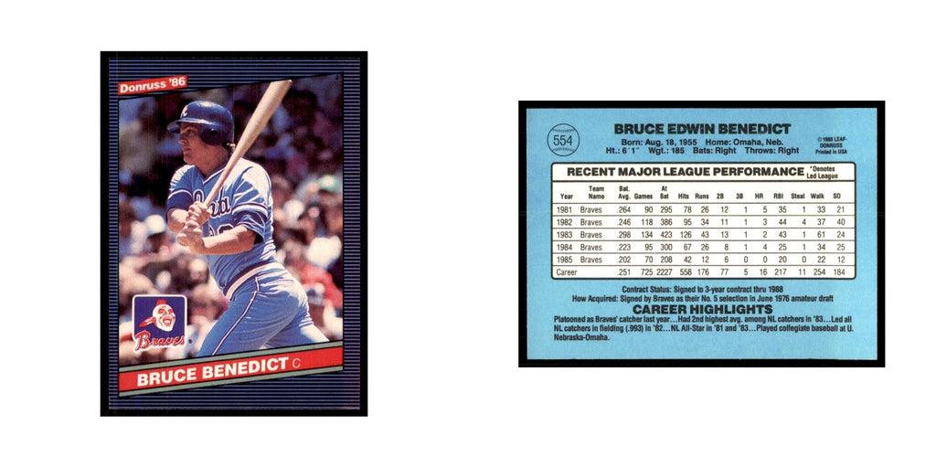 1986 Donruss Bruce Benedict Braves #554