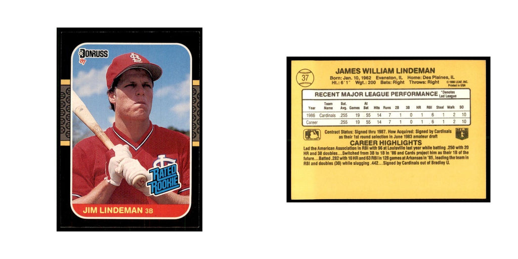 1987 Donruss Jim Lindeman Baseball Cards #37