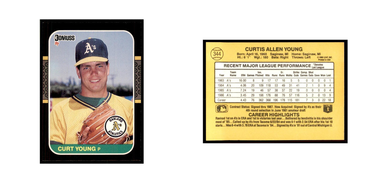 1987 Donruss Curt Young Baseball Cards #344