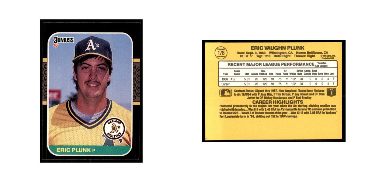 1987 Donruss Eric Plunk Baseball Cards #178