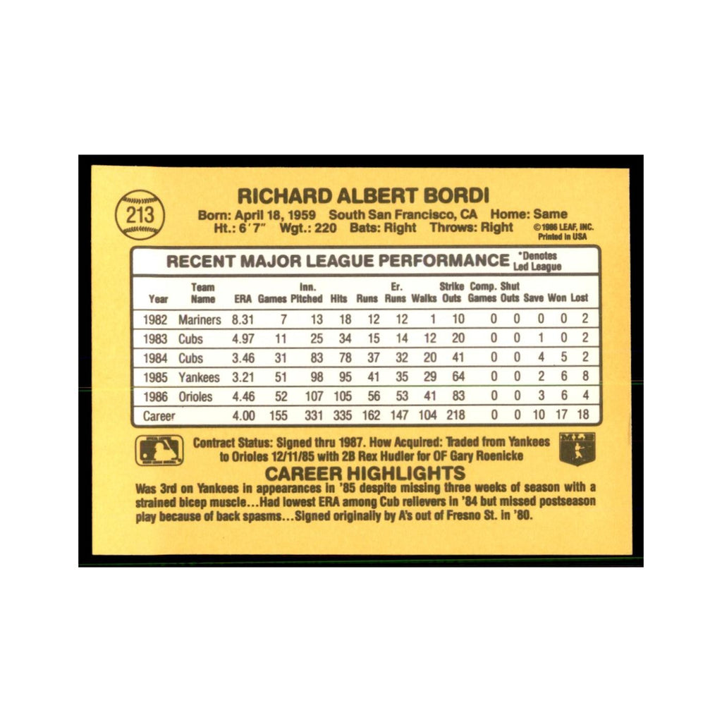 1987 Donruss Rich Bordi Baseball Cards #213