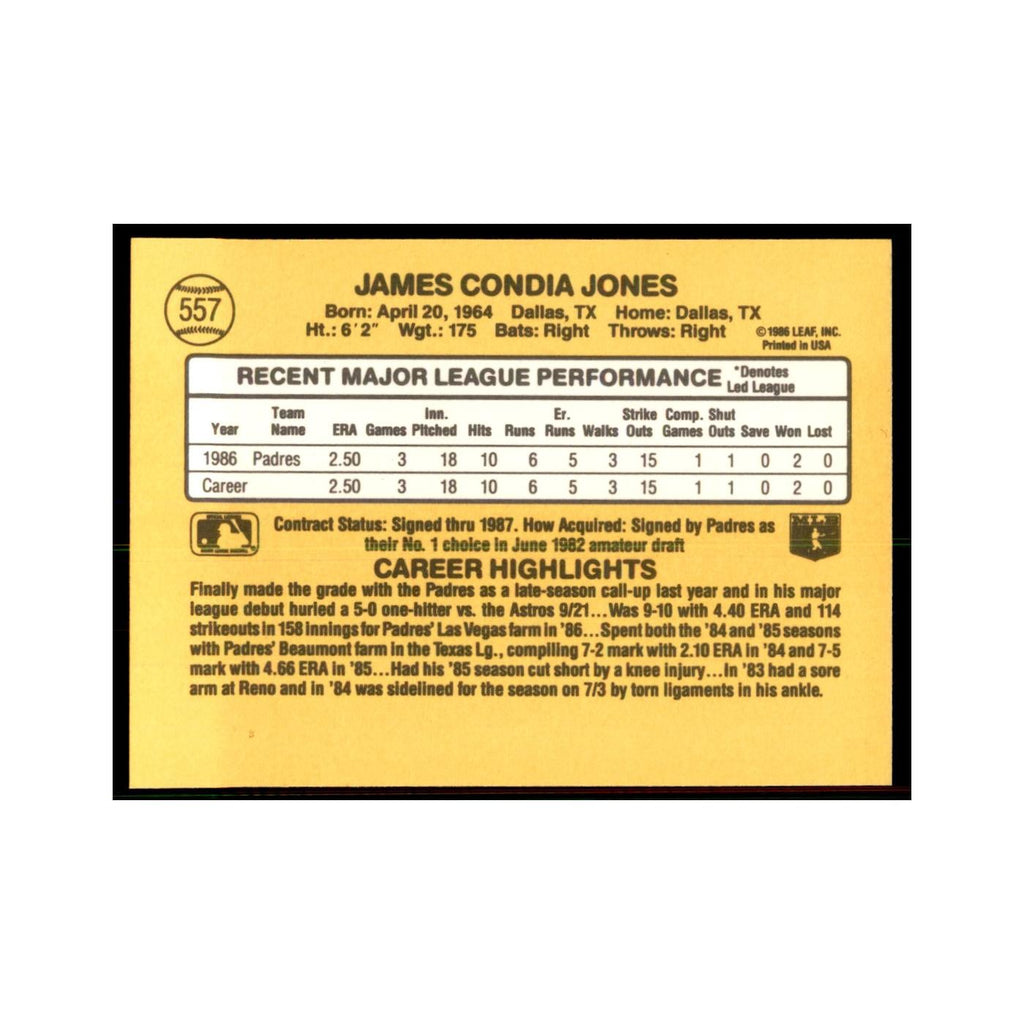 1987 Donruss Jimmy Jones Baseball Cards #557