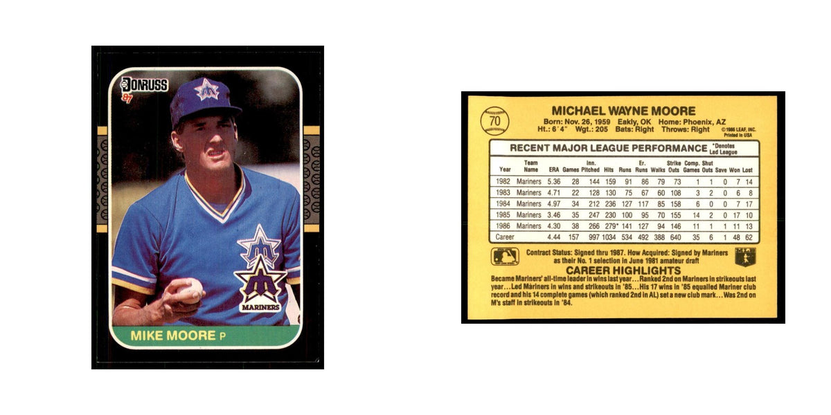 1987 Donruss Mike Moore Baseball Cards #70