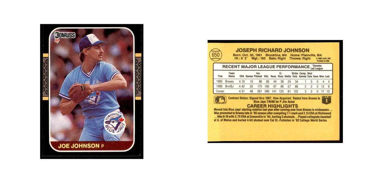 1987 Donruss Joe Johnson Baseball Cards #650