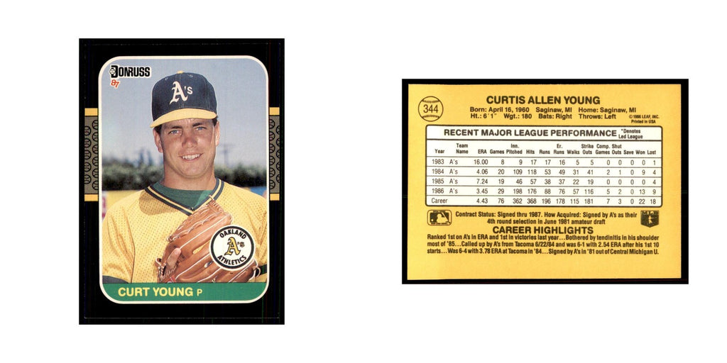 1987 Donruss Curt Young Baseball Cards #344
