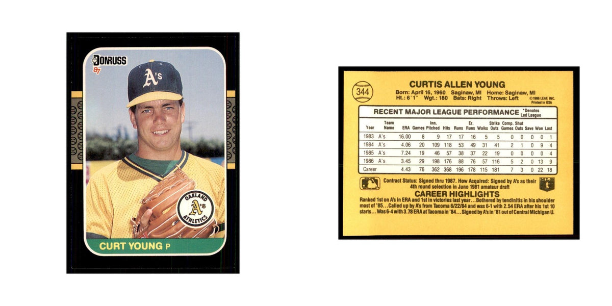 1987 Donruss Curt Young Baseball Cards #344