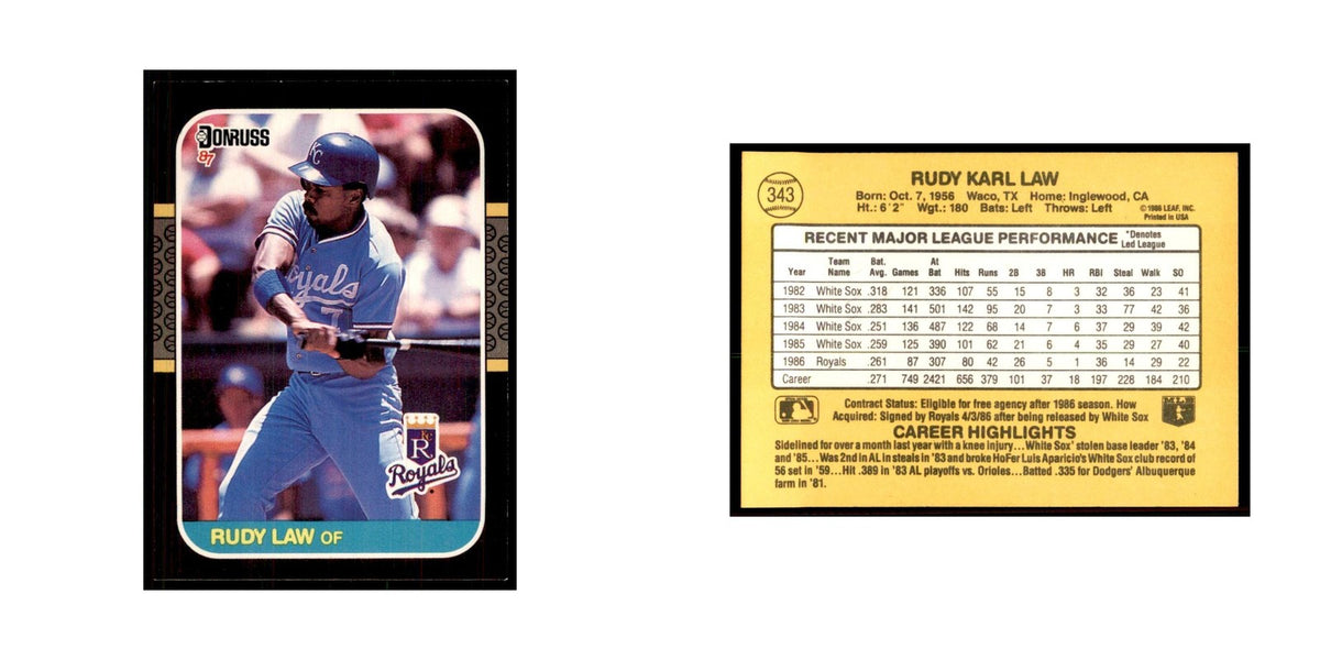 1987 Donruss Rudy Law Baseball Cards #343