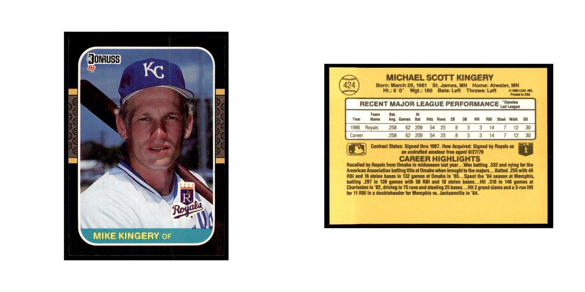 1987 Donruss Mike Kingery Baseball Cards #424