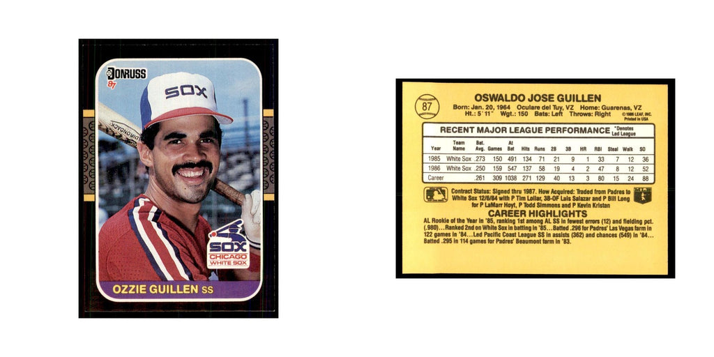 1987 Donruss Ozzie Guillen Baseball Cards #87
