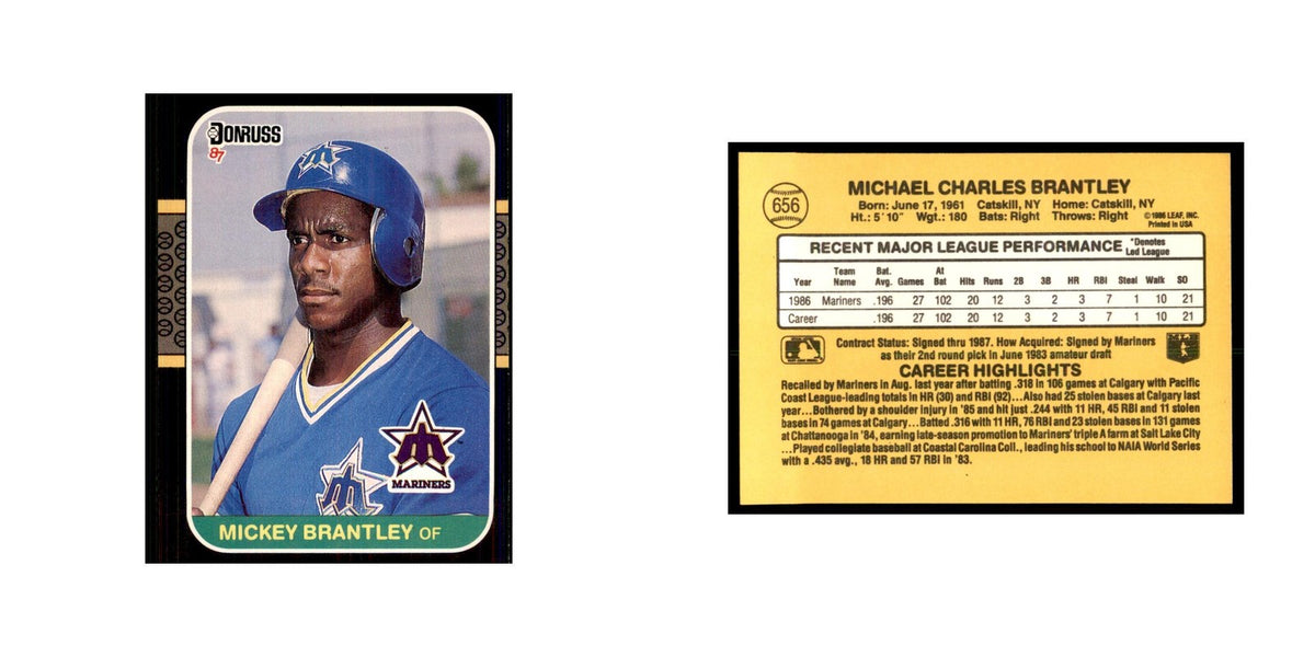 1987 Donruss Mickey Brantley Baseball Cards #656