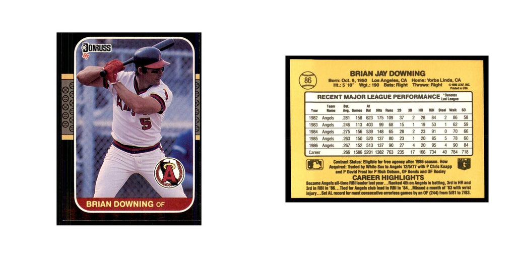 1987 Donruss Brian Downing Baseball Cards #86