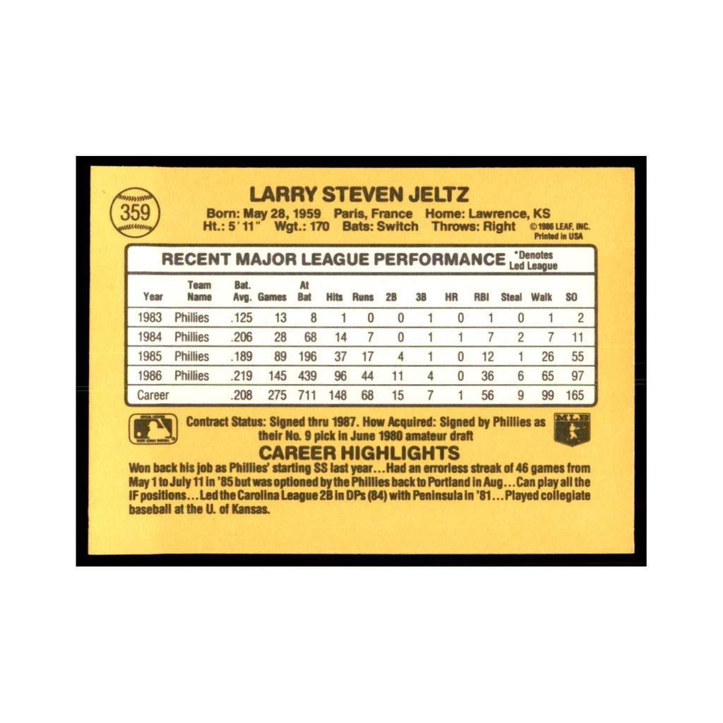 1987 Donruss Steve Jeltz Baseball Cards #359