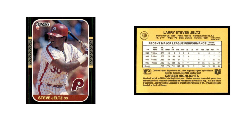 1987 Donruss Steve Jeltz Baseball Cards #359