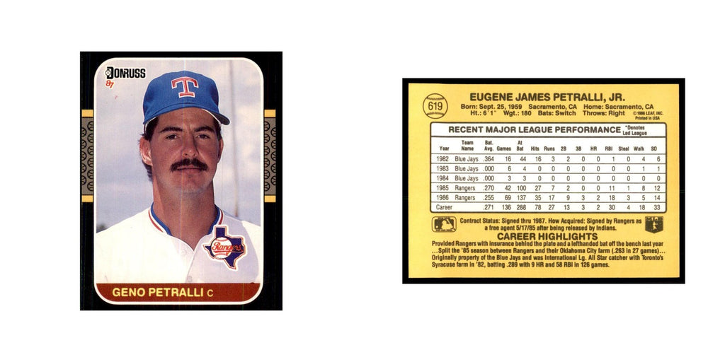 1987 Donruss Geno Petralli Baseball Cards #619