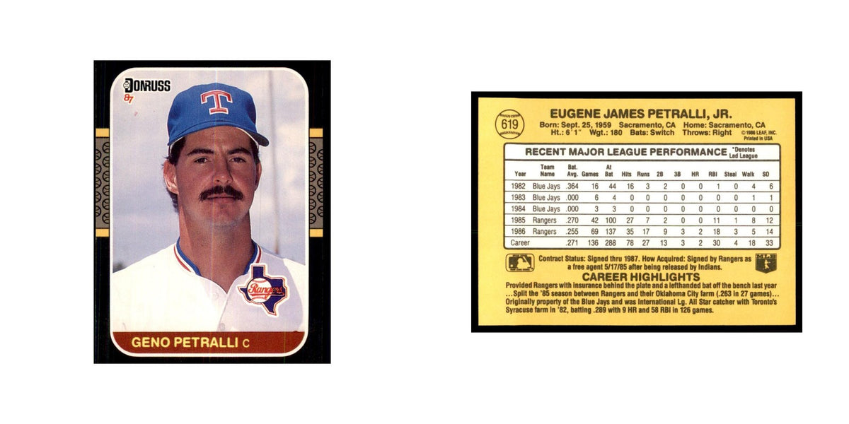1987 Donruss Geno Petralli Baseball Cards #619