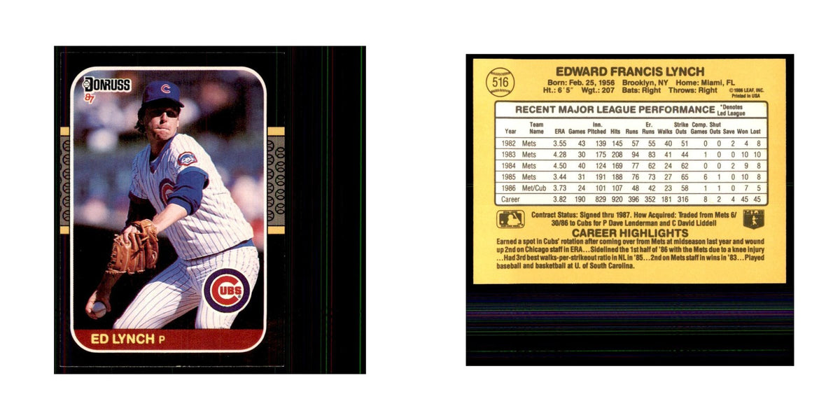1987 Donruss Ed Lynch Baseball Cards #516