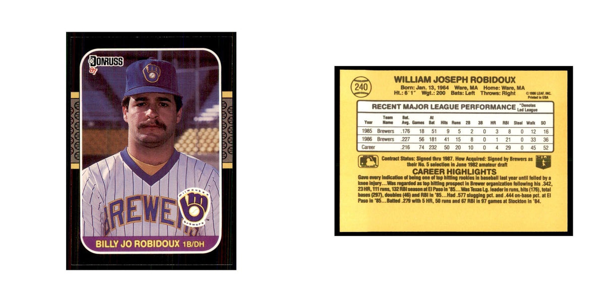 1987 Donruss Billy Jo Robidoux Baseball Cards #240