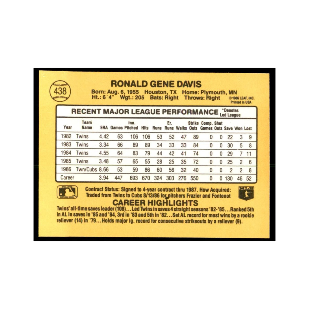 1987 Donruss Ron Davis Baseball Cards #438